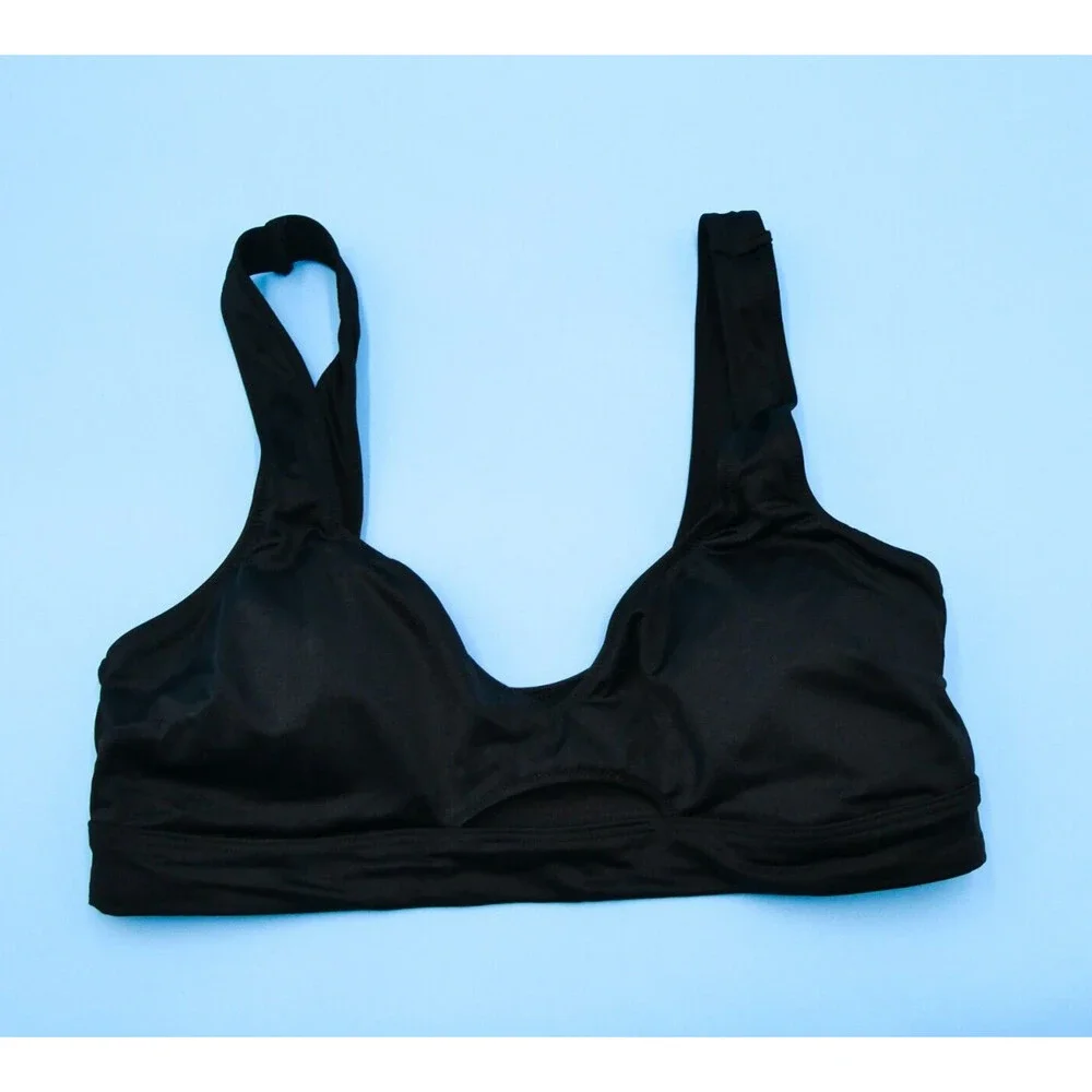 Victorias Secret Large Black Unlined Pullover Peek A Boo Bikini Top Swimwear New